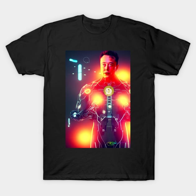 Elon Dogecoin Cyborg 117 T-Shirt by Benito Del Ray